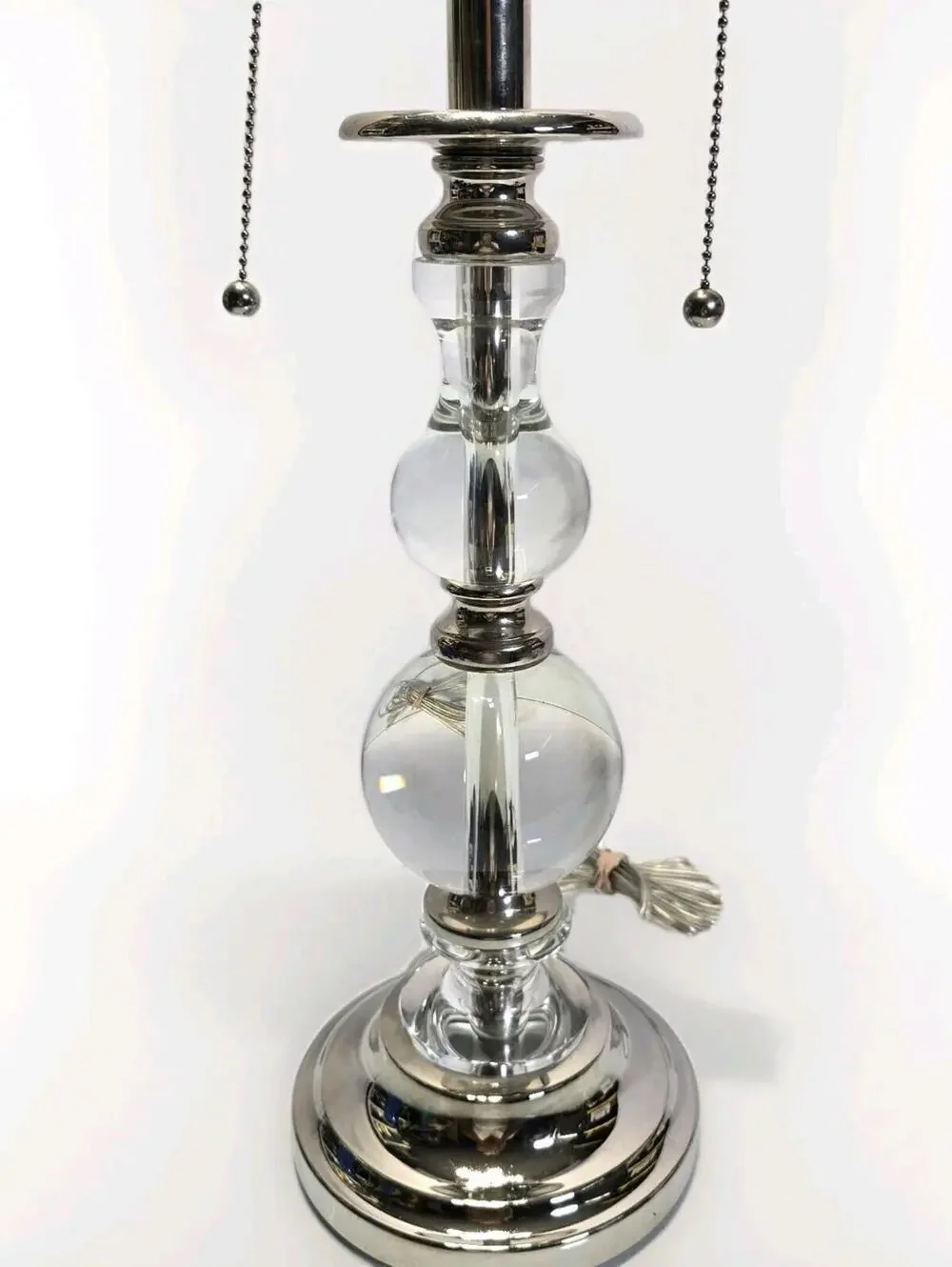 Clear Crystal Glass Ball Table Lamp Stacked Orb Chrome Glam Modern 24
